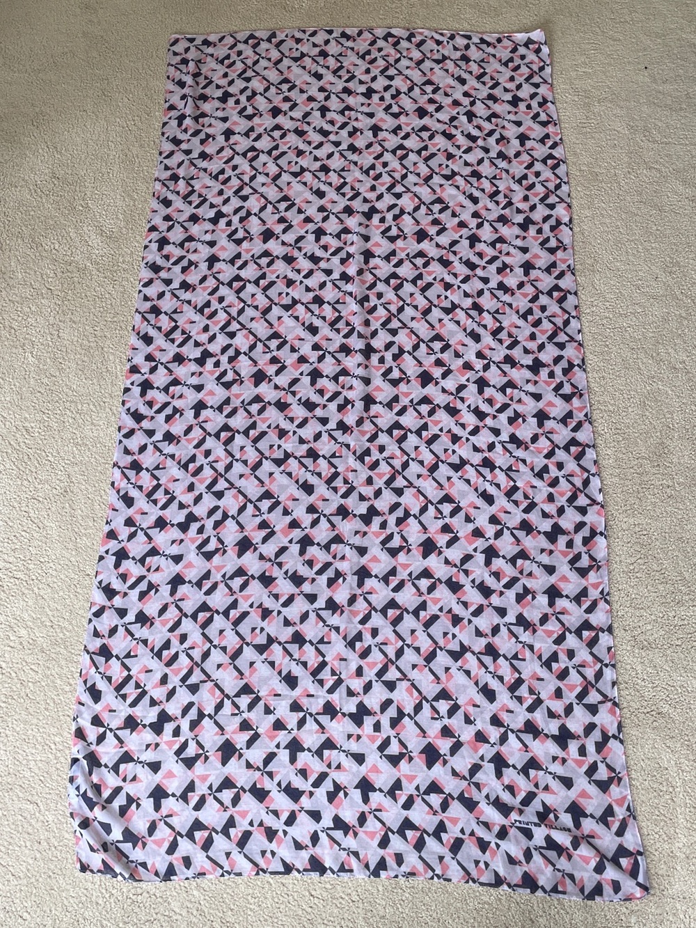 Geometric Pink & Black Lightweight Scarf 72” x 36”